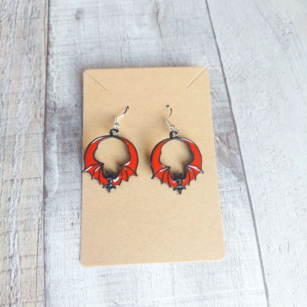 Red Bat Earrings Halloween Earrings